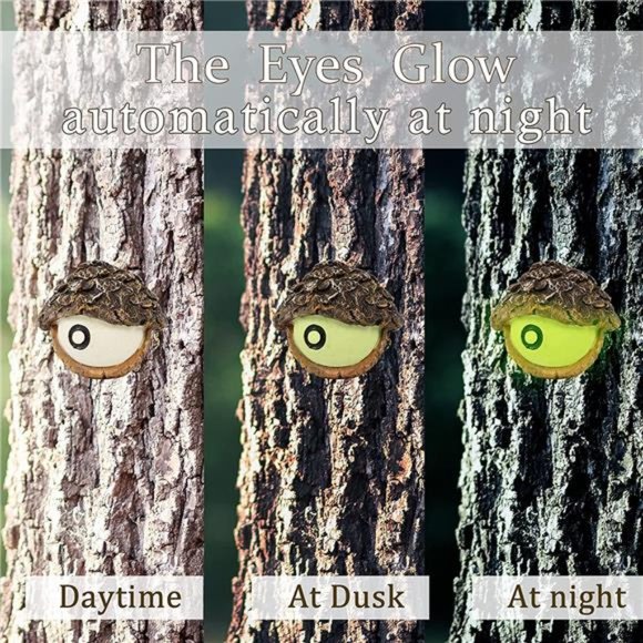 Tree Face Decor Bird Feeder Outdoor, Eyes Glow in Dark Fun Old Man Tree Hugger - Picture 2 of 6